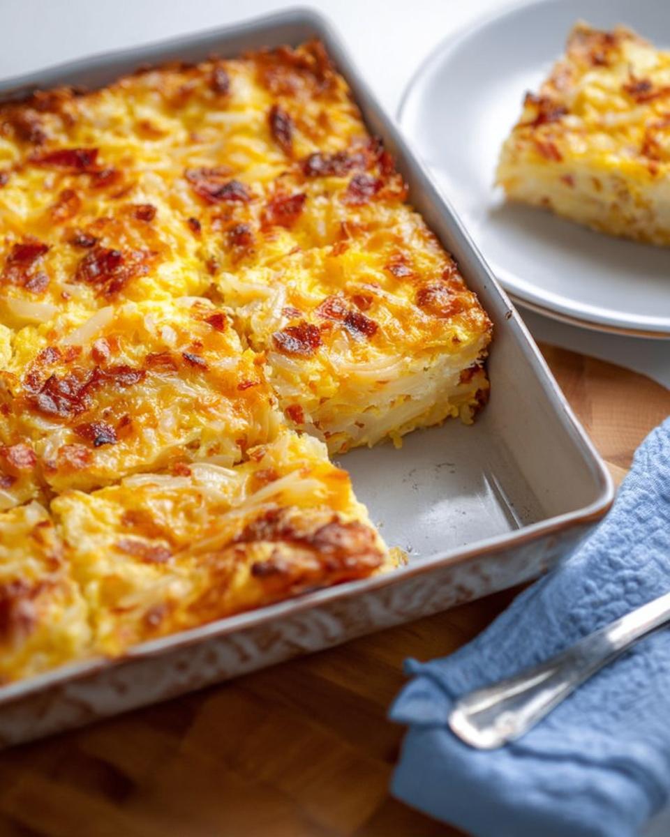 A delicious breakfast casserole with potatoes, eggs, and bacon, perfect for breakfast ideas recipes.