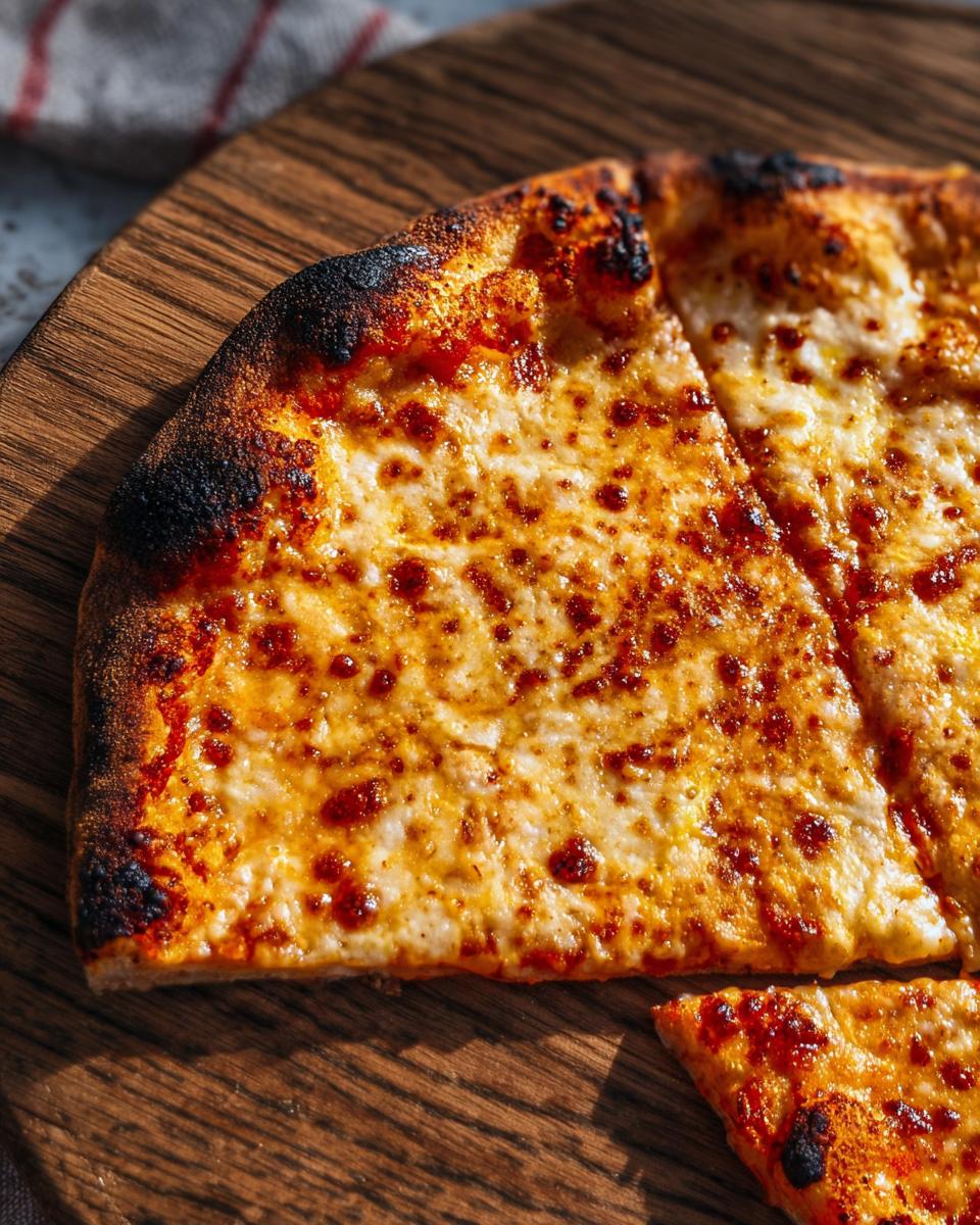 Close-up of a slice of cheesy pizza with a perfectly browned crust, ready for pizza night.