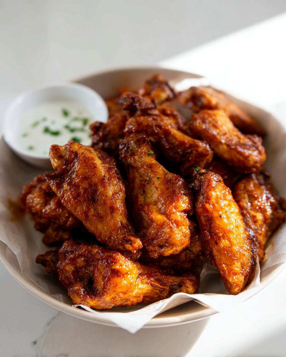 A bowl of glossy, saucy chicken wings, perfect for quick Chicken Wings Recipes in 20 Minutes.