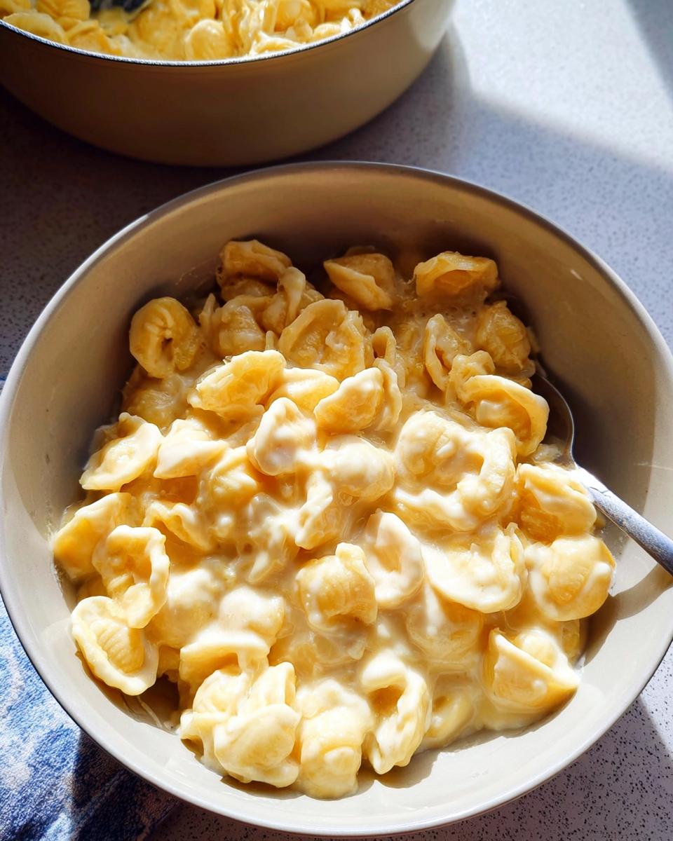 Close-up of a bowl of creamy macaroni and cheese, a perfect example of easy dinner recipes.