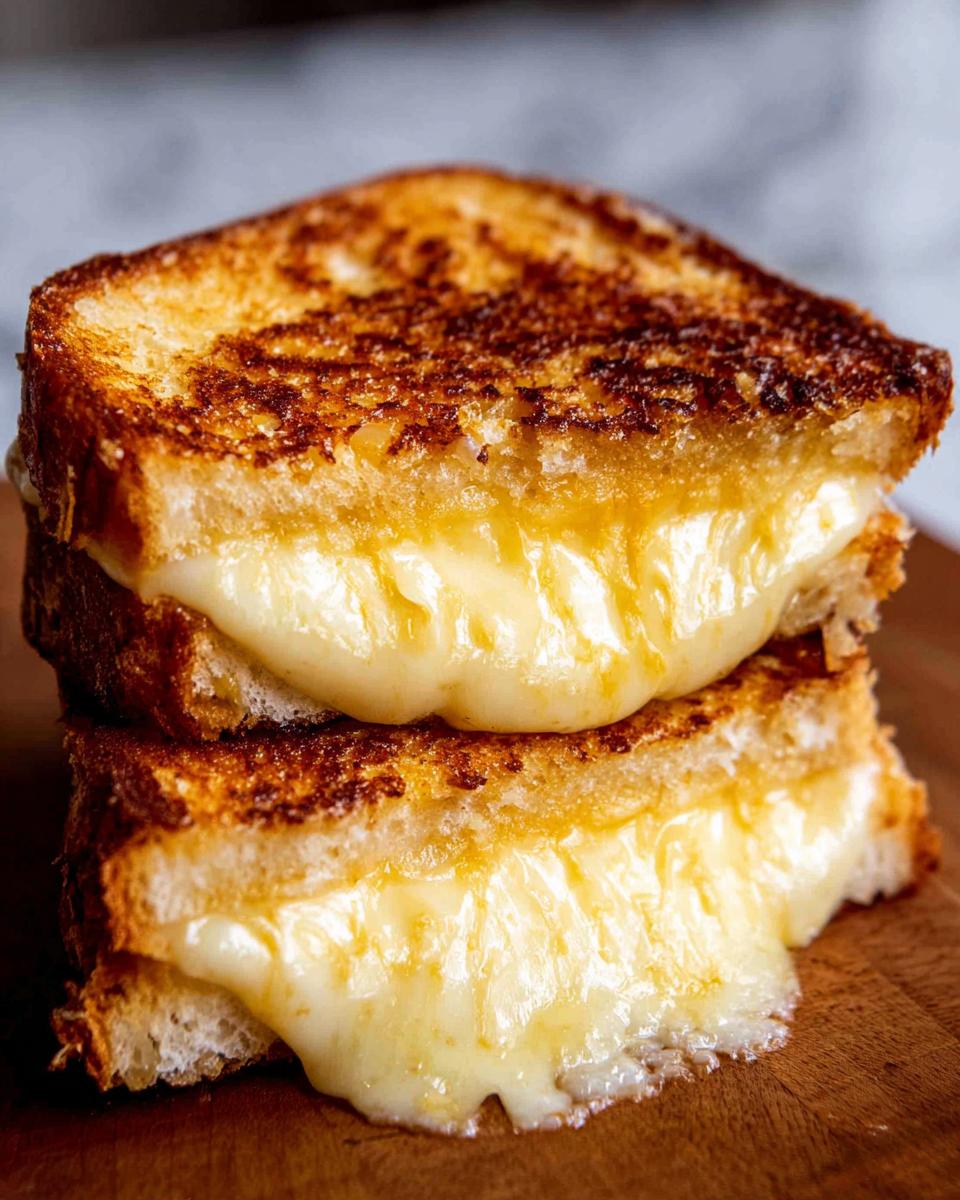 Close-up of a gooey, melted cheese sandwich, a perfect example of grilled cheese recipes.