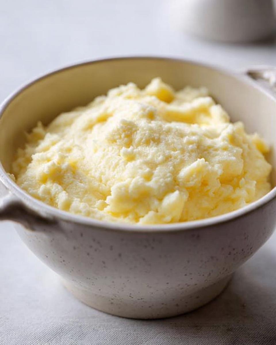 A close-up of a bowl filled with creamy, fluffy mashed potatoes, perfect for meal prep.