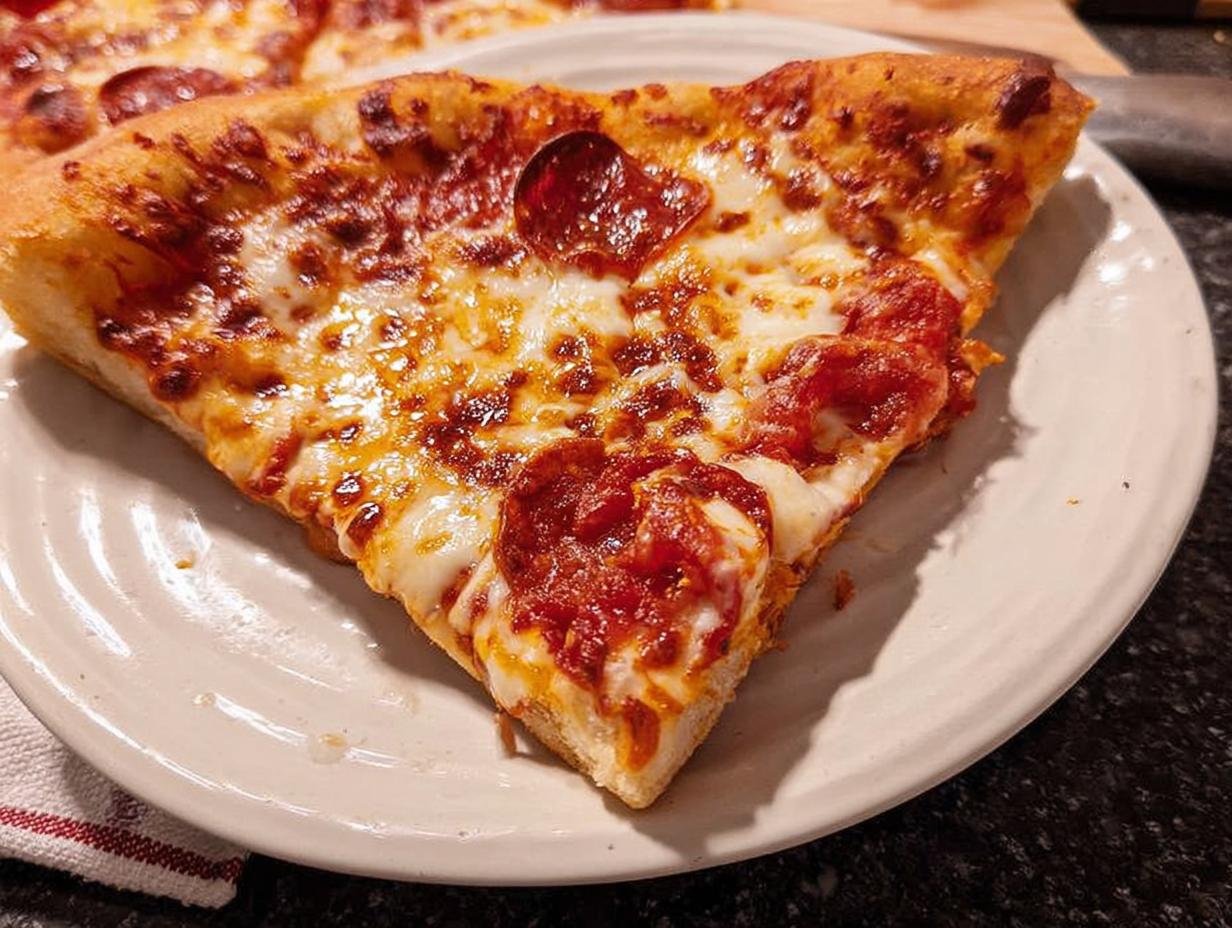 A delicious slice of pepperoni pizza with melted cheese, perfect for pizza night recipes.