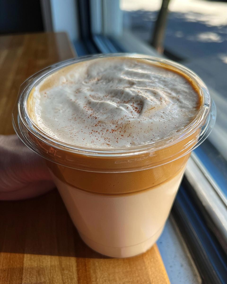 A tall iced coffee with a layer of whipped cream and cinnamon, perfect for Starbucks drinks recipes at home.