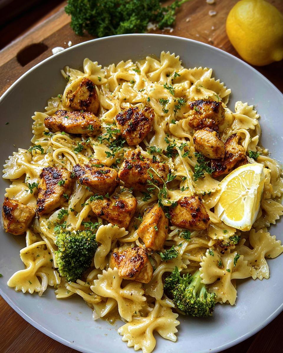 Cowboy Butter Lemon Bowtie Chicken Pasta with Broccoli for Dinner - Other 3