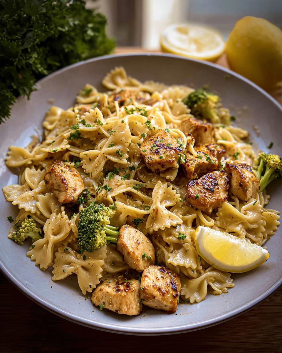 Cowboy Butter Lemon Bowtie Chicken Pasta with Broccoli for Dinner - Other 4