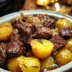 Slow Cooker Garlic Butter Beef with Potatoes - Featured