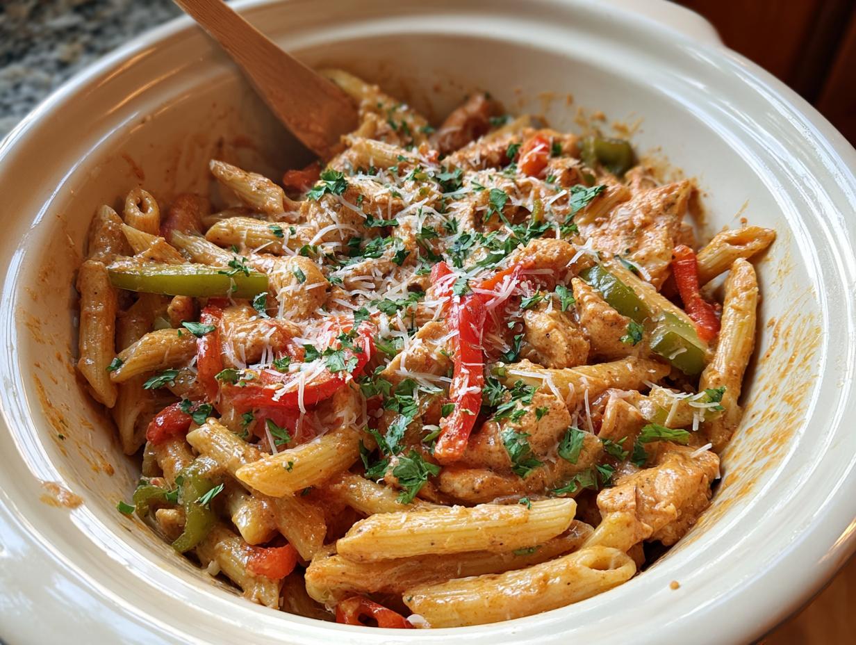 Crock Pot Creamy Cajun Chicken Pasta - Featured