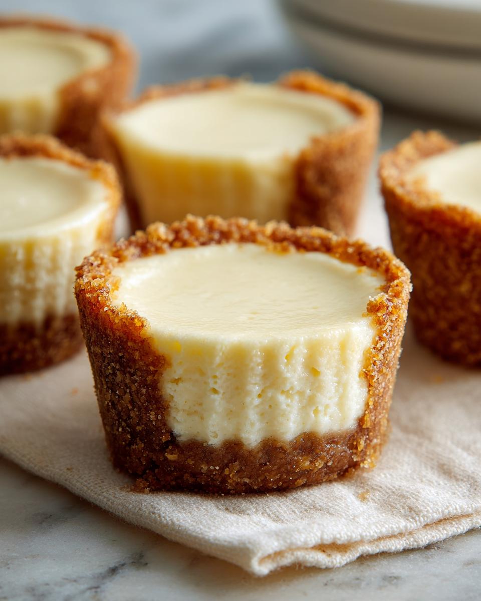 Close-up of no bake cheesecake cups with graham cracker crust, perfect for Fourth of July desserts.
