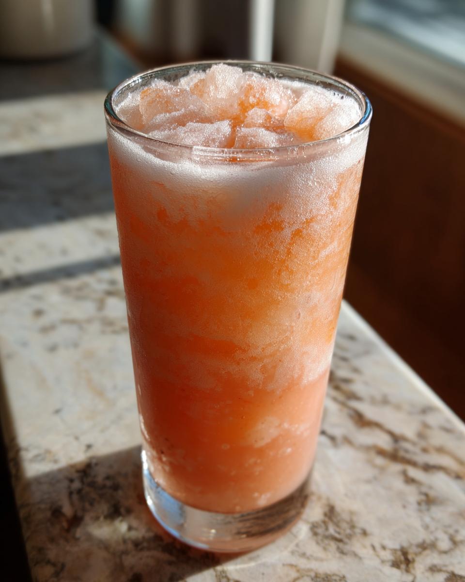 A refreshing glass of peach recipes with iced tea slush, perfect for hot afternoons.