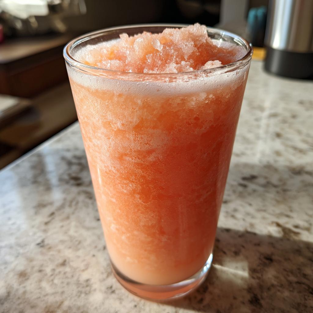 A refreshing glass of Peach Recipes With Iced Tea Slush, perfect for hot afternoons.