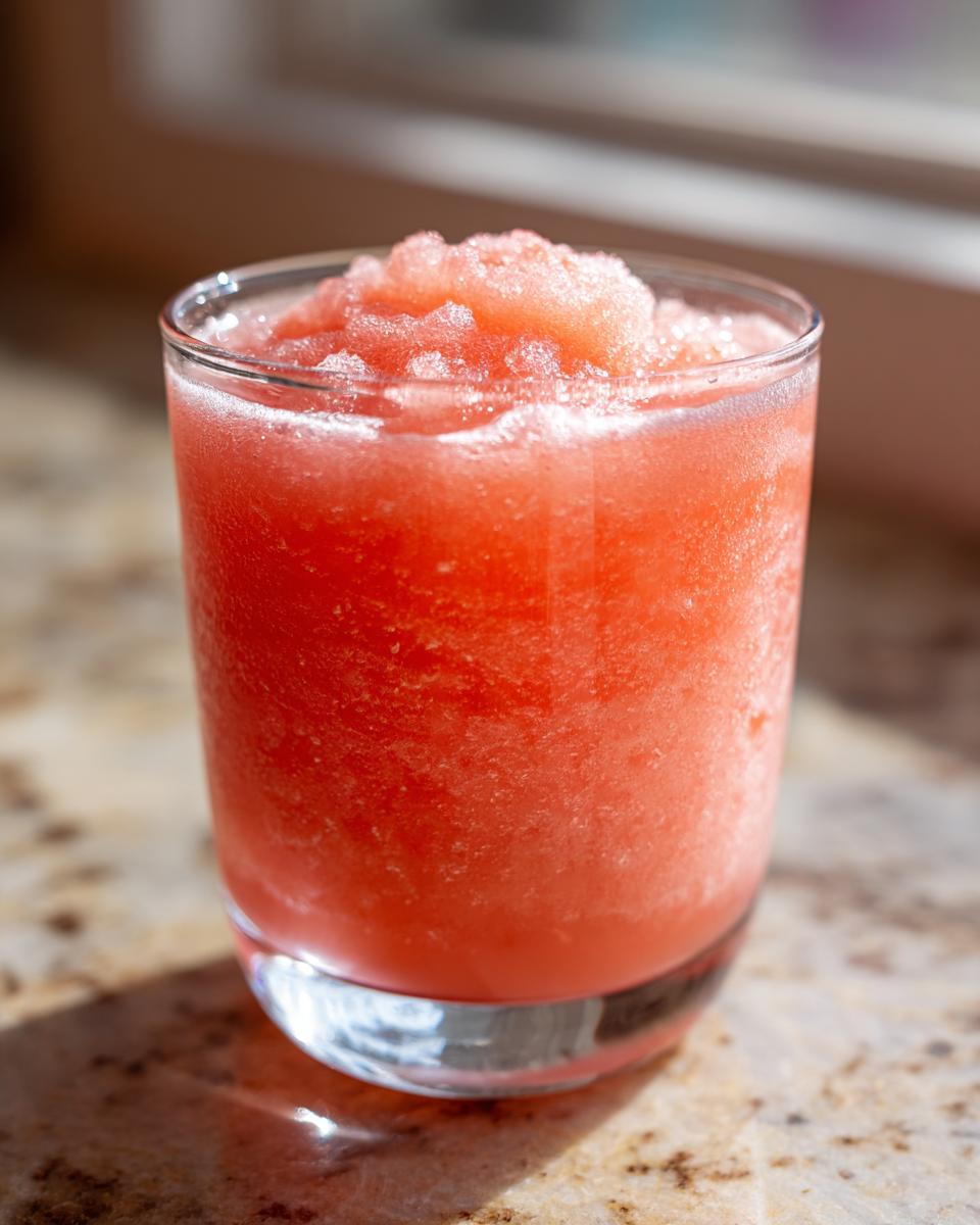 A refreshing glass of frozen watermelon lemonade, perfect for poolside sipping.